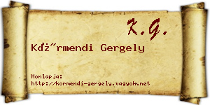 Körmendi Gergely névjegykártya